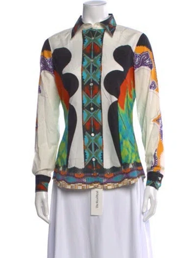 Pre-owned Etro Printed Long Sleeve Button-up Top In Multi