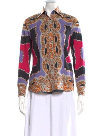 Pre-owned Etro Printed Long Sleeve Button-up Top In Multi