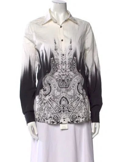Pre-owned Etro Printed Long Sleeve Button-up Top In Neutral