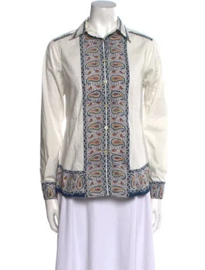 Pre-owned Etro Printed Long Sleeve Button-up Top In Neutral
