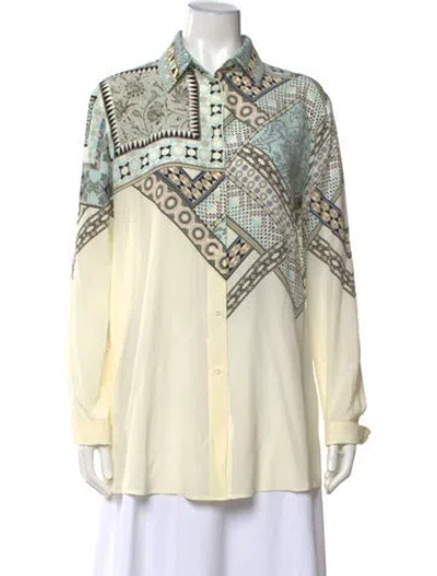Pre-owned Etro Printed Long Sleeve Button-up Top In Neutral