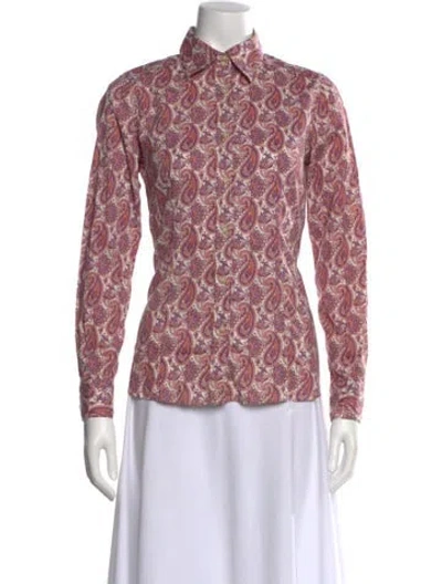 Pre-owned Etro Printed Long Sleeve Button-up Top In Pink