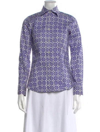 Pre-owned Etro Printed Long Sleeve Button-up Top In Purple