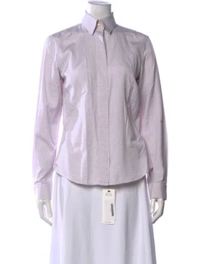 Pre-owned Etro Printed Long Sleeve Button-up Top In Purple