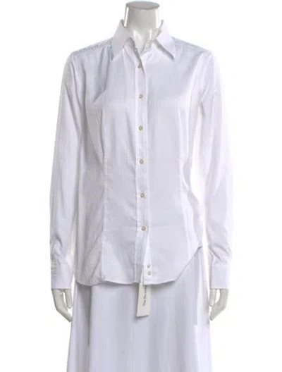 Pre-owned Etro Printed Long Sleeve Button-up Top In White
