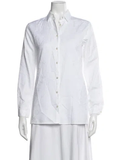 Pre-owned Etro Printed Long Sleeve Button-up Top In White