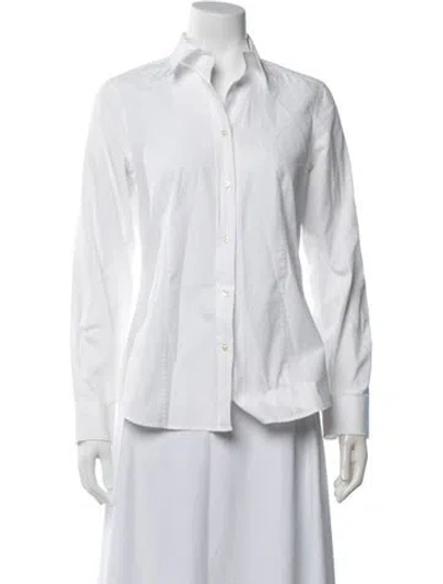 Pre-owned Etro Printed Long Sleeve Button-up Top In White