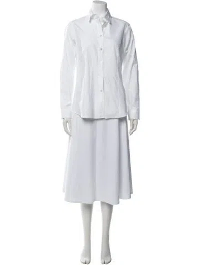 Pre-owned Etro Printed Long Sleeve Button-up Top In White