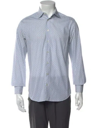 Pre-owned Etro Printed Long Sleeve Dress Shirt In Blue