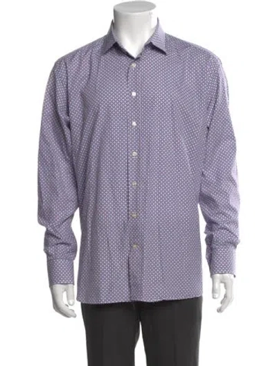 Pre-owned Etro Printed Long Sleeve Dress Shirt In Blue