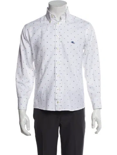 Pre-owned Etro Printed Long Sleeve Dress Shirt In Blue