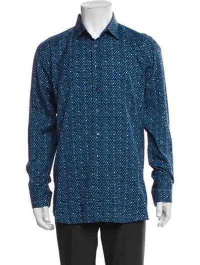 Pre-owned Etro Printed Long Sleeve Dress Shirt In Blue
