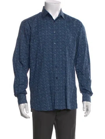Pre-owned Etro Printed Long Sleeve Dress Shirt In Blue