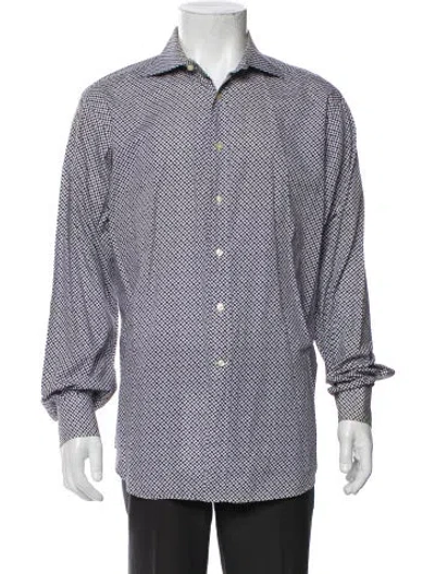 Pre-owned Etro Printed Long Sleeve Dress Shirt In Blue