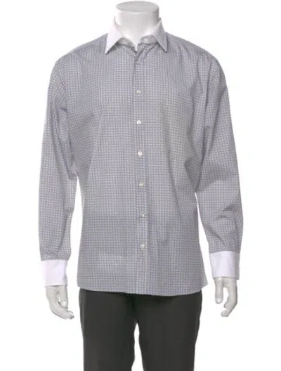 Pre-owned Etro Printed Long Sleeve Dress Shirt In Gray