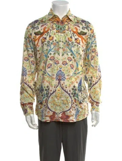 Pre-owned Etro Printed Long Sleeve Dress Shirt In Multicolor