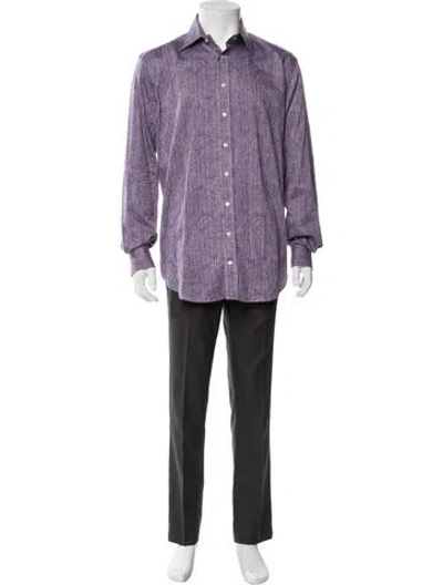 Pre-owned Etro Printed Long Sleeve Dress Shirt In Purple
