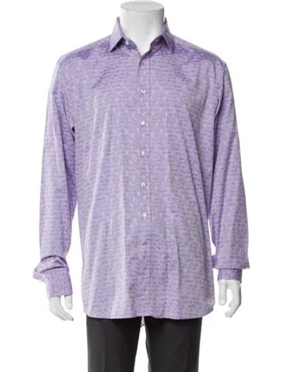 Pre-owned Etro Printed Long Sleeve Dress Shirt In Purple