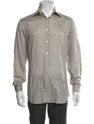 Pre-owned Etro Printed Long Sleeve Dress Shirt In Purple