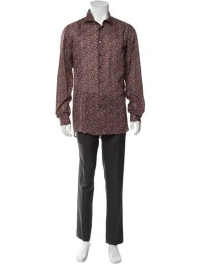 Pre-owned Etro Printed Long Sleeve Dress Shirt In Purple