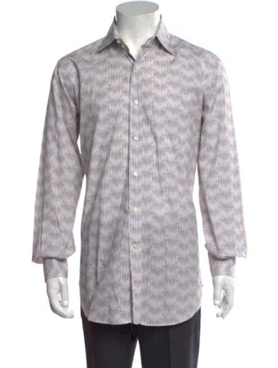 Pre-owned Etro Printed Long Sleeve Dress Shirt In White