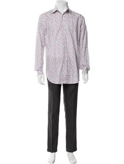 Pre-owned Etro Printed Long Sleeve Dress Shirt In White