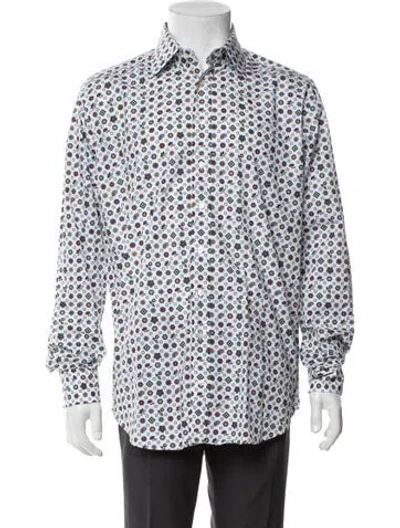 Pre-owned Etro Printed Long Sleeve Dress Shirt In White