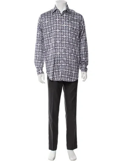 Pre-owned Etro Printed Long Sleeve Dress Shirt In White