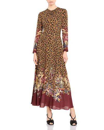 Etro Printed Long Sleeve Maxi Dress In Multi