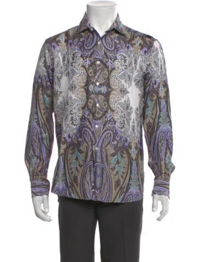 Pre-owned Etro Printed Long Sleeve Shirt In Blue