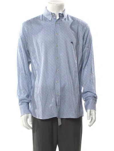 Pre-owned Etro Printed Long Sleeve Shirt In Blue