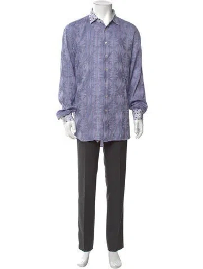Pre-owned Etro Printed Long Sleeve Shirt In Blue