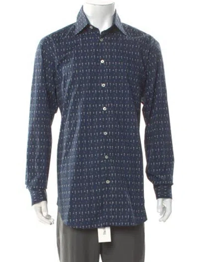Pre-owned Etro Printed Long Sleeve Shirt In Blue
