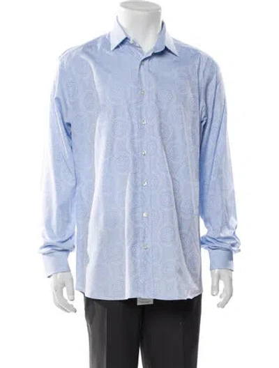 Pre-owned Etro Printed Long Sleeve Shirt In Blue