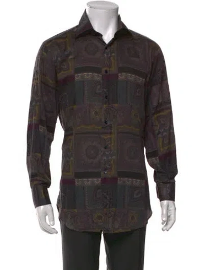 Pre-owned Etro Printed Long Sleeve Shirt In Gray