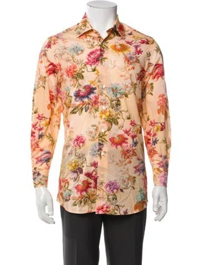 Pre-owned Etro Printed Long Sleeve Shirt In Orange