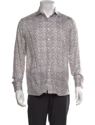Pre-owned Etro Printed Long Sleeve Shirt In White