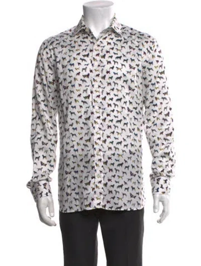 Pre-owned Etro Printed Long Sleeve Shirt In White