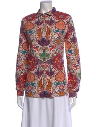 Pre-owned Etro Printed Long Sleeve Top In Neutrals