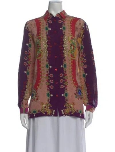 Pre-owned Etro Printed Long Sleeve Top In Purple