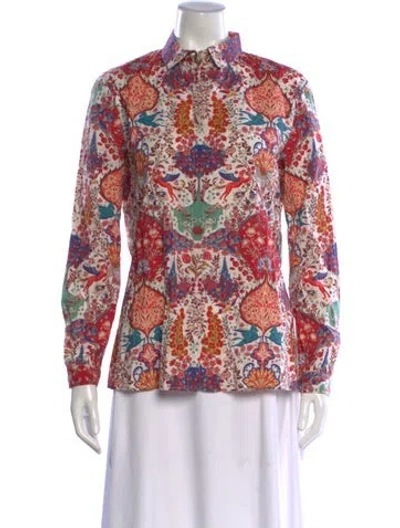 Pre-owned Etro Printed Long Sleeve Top In Red