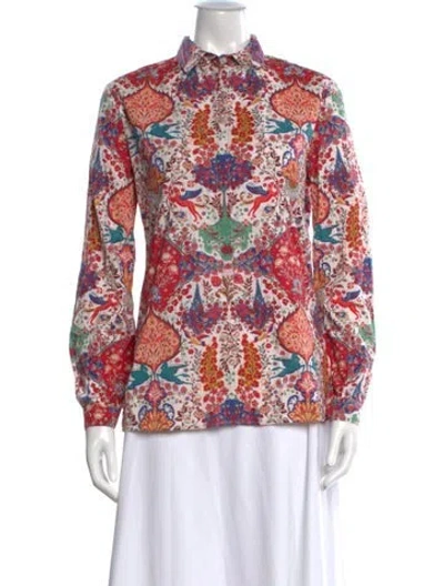 Pre-owned Etro Printed Long Sleeve Top In Red