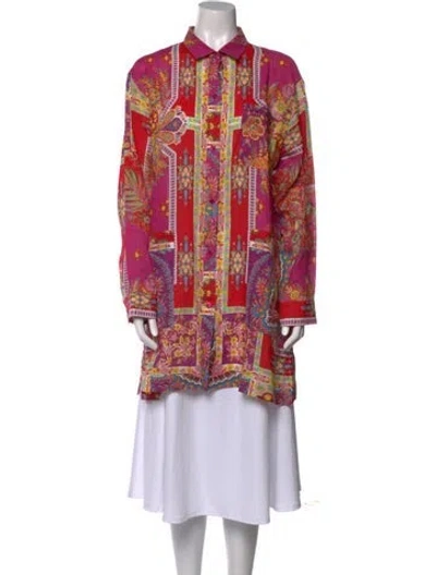 Pre-owned Etro Printed Long Sleeve Tunic In Pink