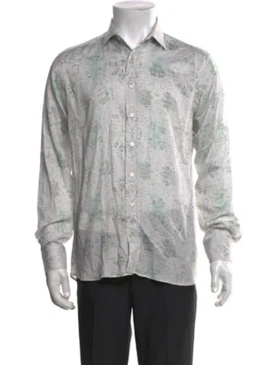 Pre-owned Etro Printed Long Sleeve Tuxedo Shirt In Gray