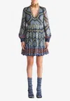 Etro Floral-print Lace-trim Minidress In Multicolor