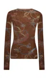 Etro Printed Long-sleeve Top In Brown
