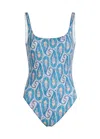 Etro Floral Backless One-piece Swimsuit In Blue