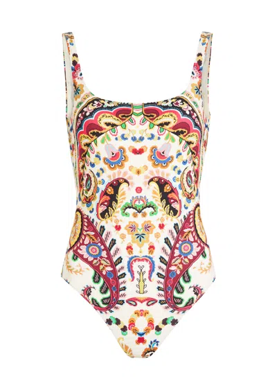 Etro Printed Low-back Swimsuit In Multi