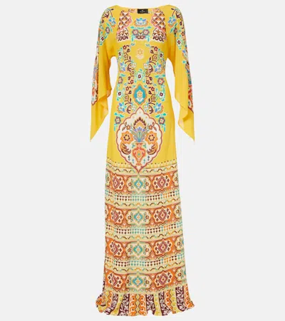 Etro Printed Maxi Dress In Yellow