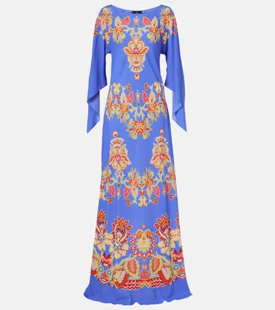 Etro Printed Maxi Dress In Blue